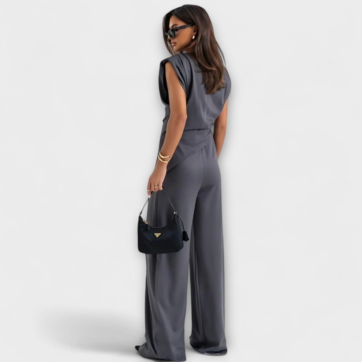 Sofia - Ensemble Asymétrique Beige Drapé