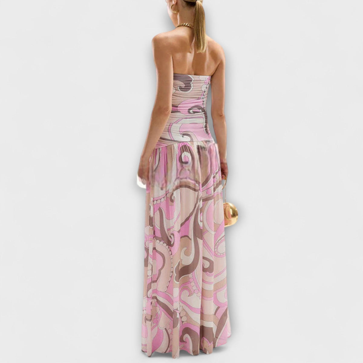 Tatum - Robe Longue Pastel Épaules Dénudées