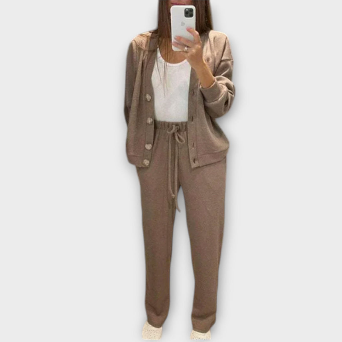 Chantal - Ensemble Noir avec Cardigan et Pantalon