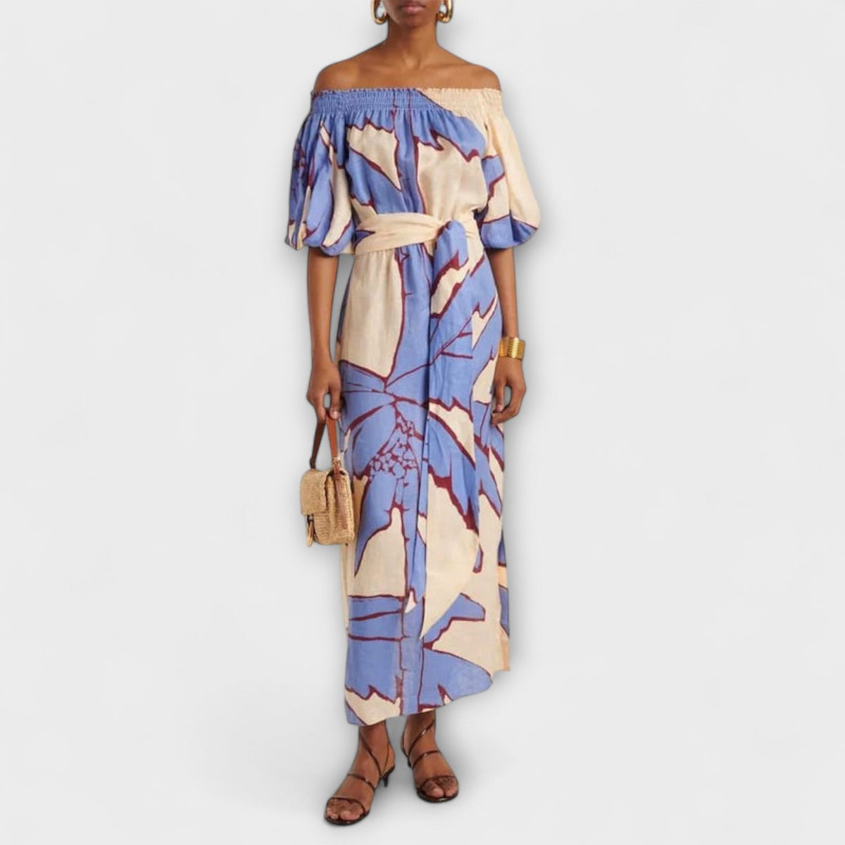 Georgia - Robe Longue Colorée Épaules Dénudées Imprimée