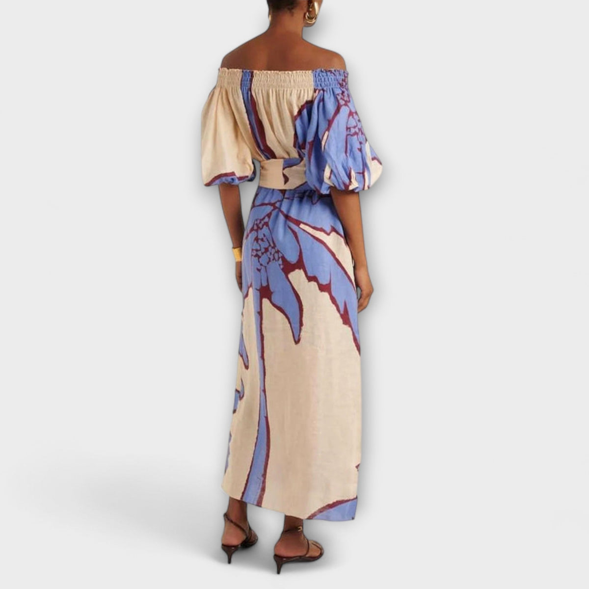 Georgia - Robe Longue Colorée Épaules Dénudées Imprimée