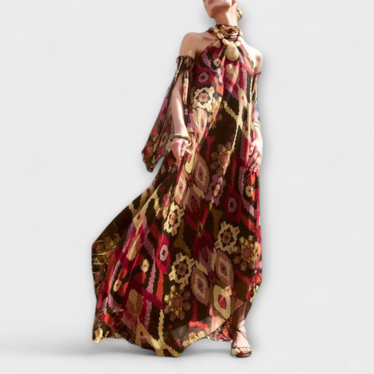 Monroe - Robe Longue Bohème Colorée à Motif Ethnique