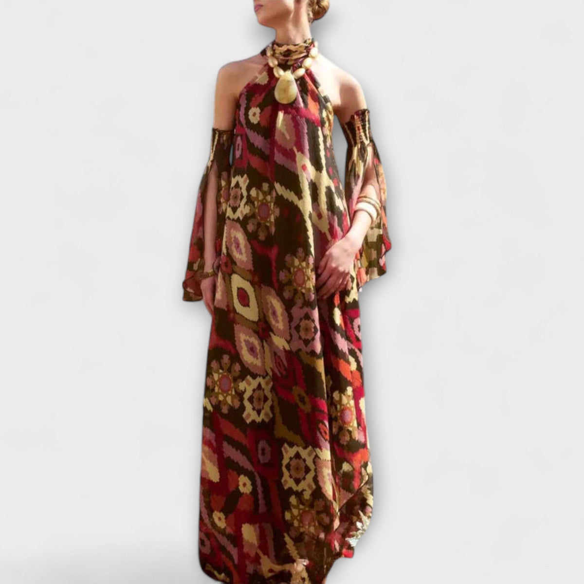 Monroe - Robe Longue Bohème Colorée à Motif Ethnique