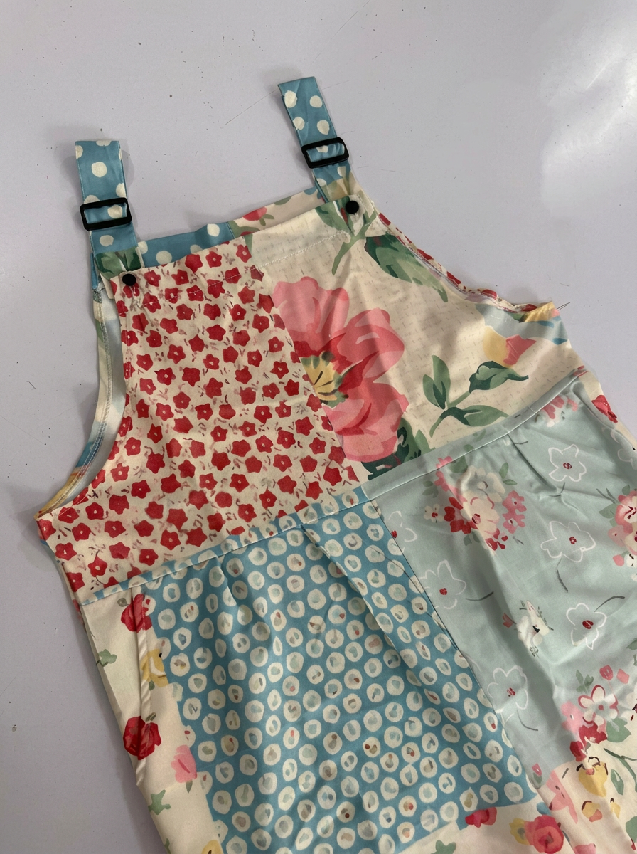 Elara – Salopette patchwork à bretelles réglables