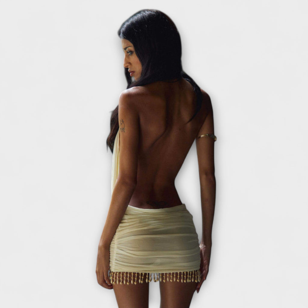 Kylie - Mini-Robe Plissée Dorée