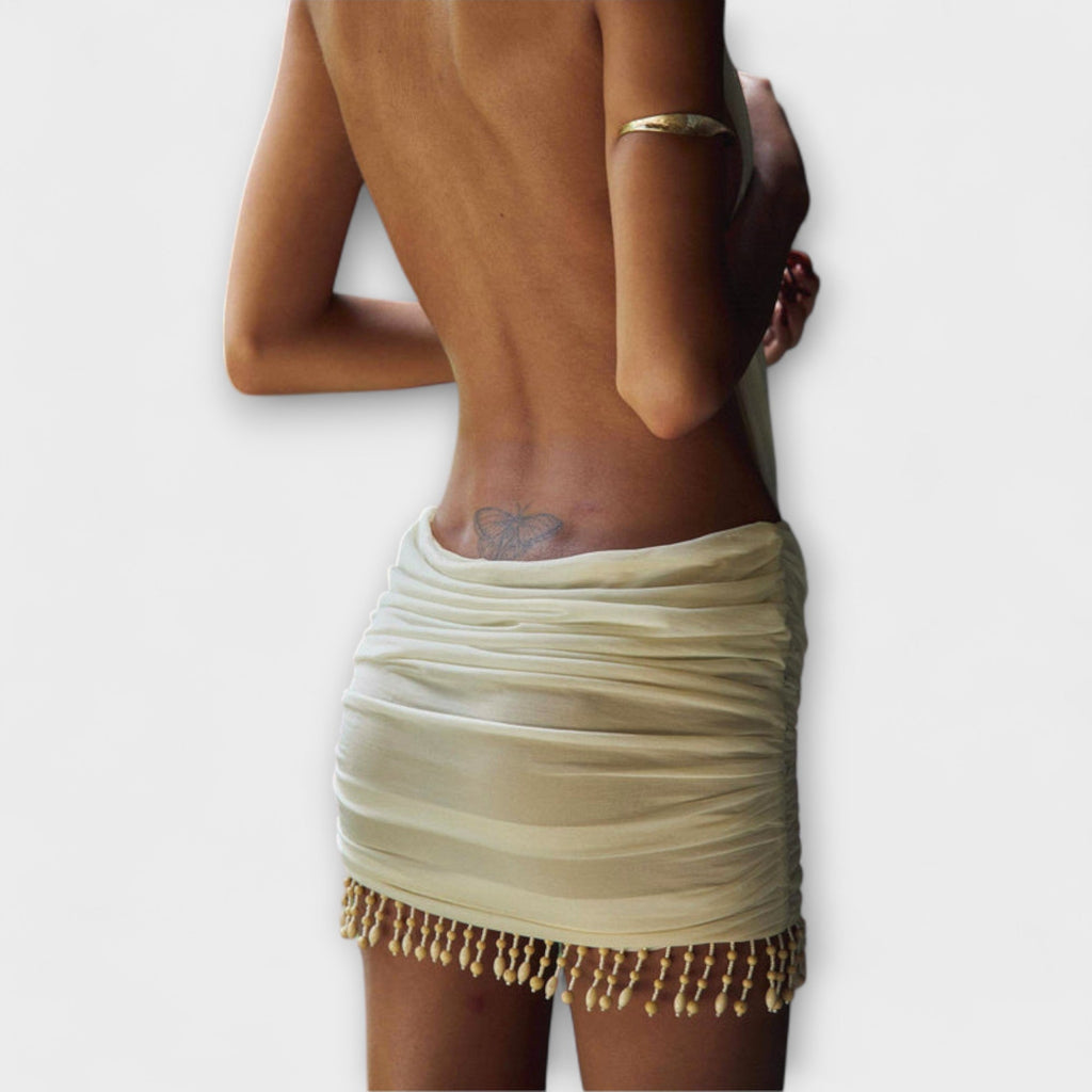 Kylie - Mini-Robe Plissée Dorée