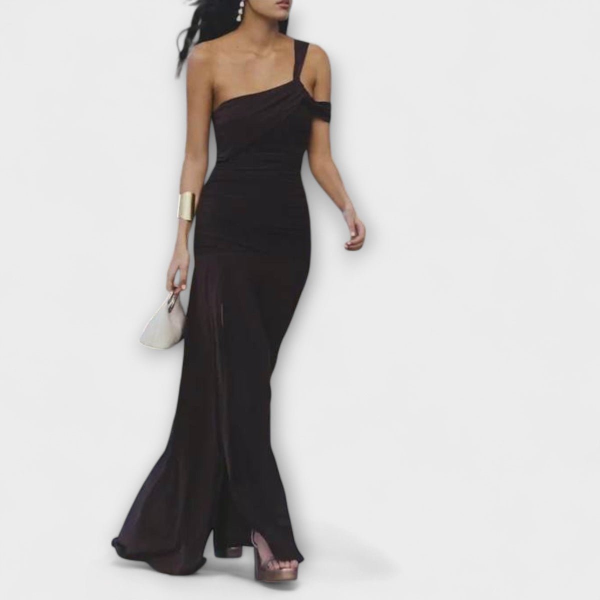 Margot - Robe Longue Noire Épaules Dénudées