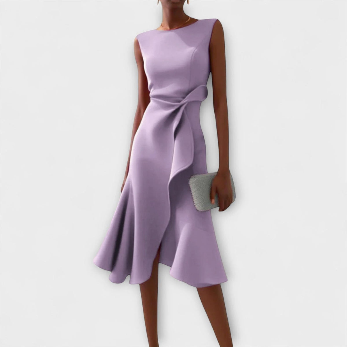 Juliette - Robe Midi Asymétrique Drapée Rouille