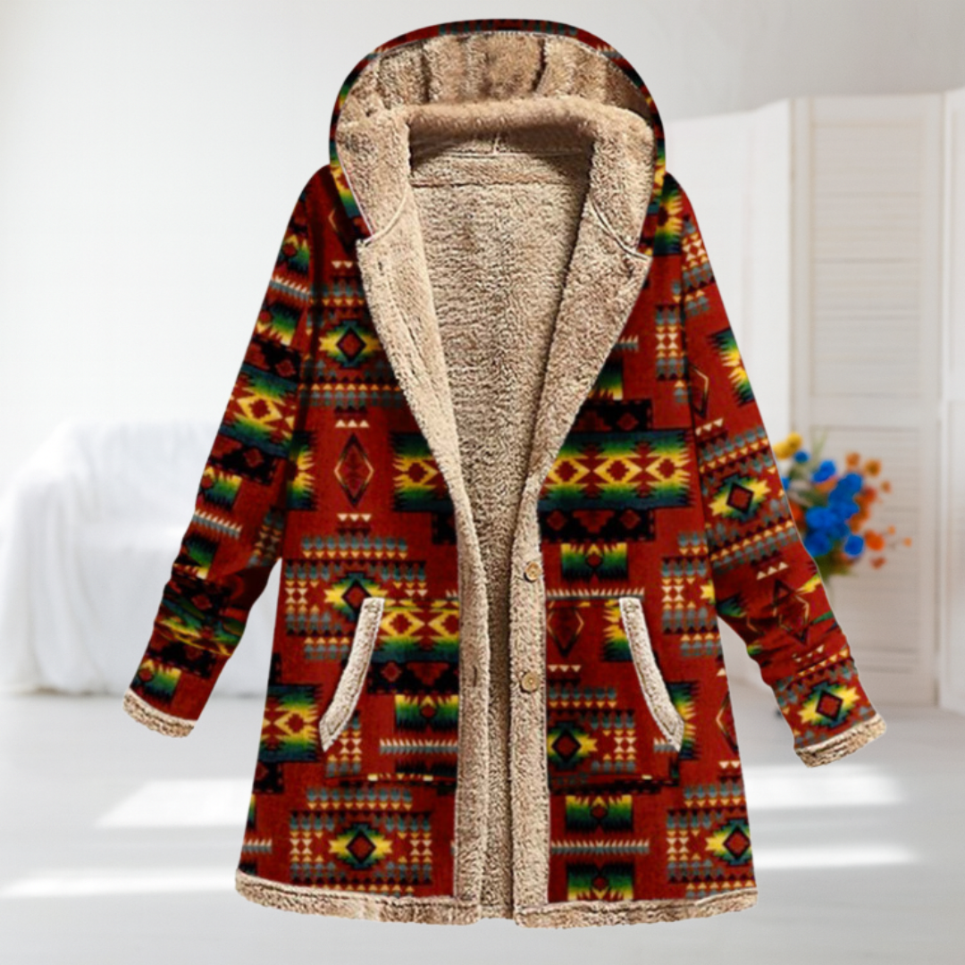 Giorgia | Manteau à Motif Géométrique Ethnique