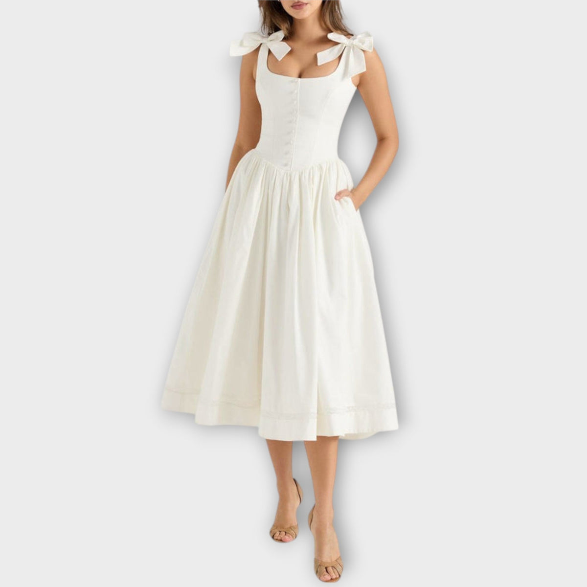 Lotta - Robe Midi Blanche à Nœud