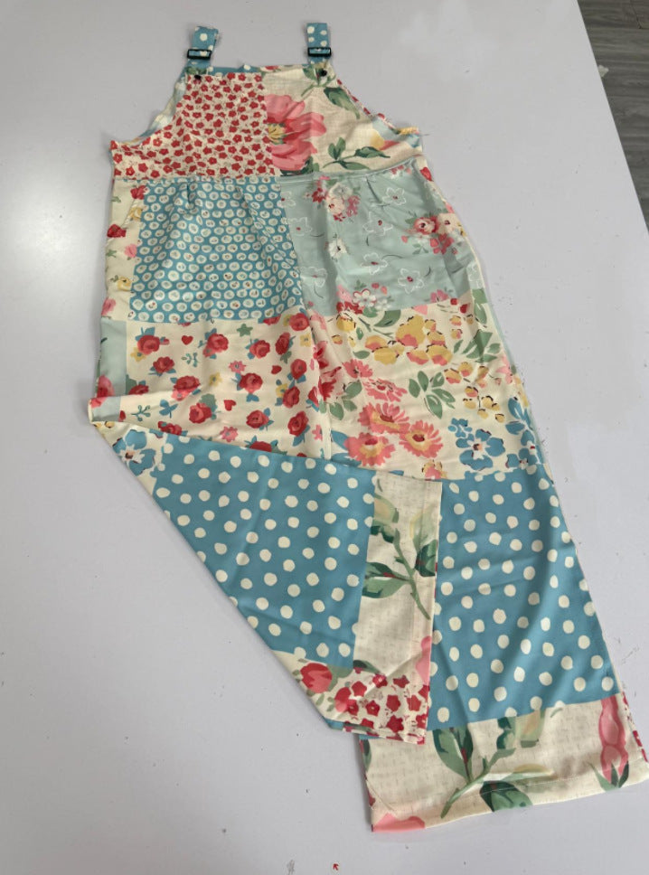 Elara – Salopette patchwork à bretelles réglables