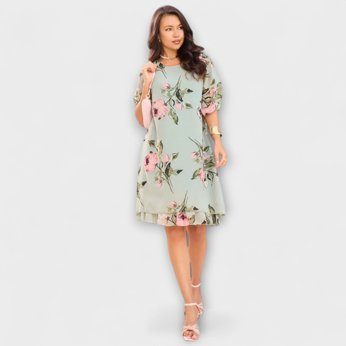 Melin - Robe en Mousseline Noire à Motif Floral