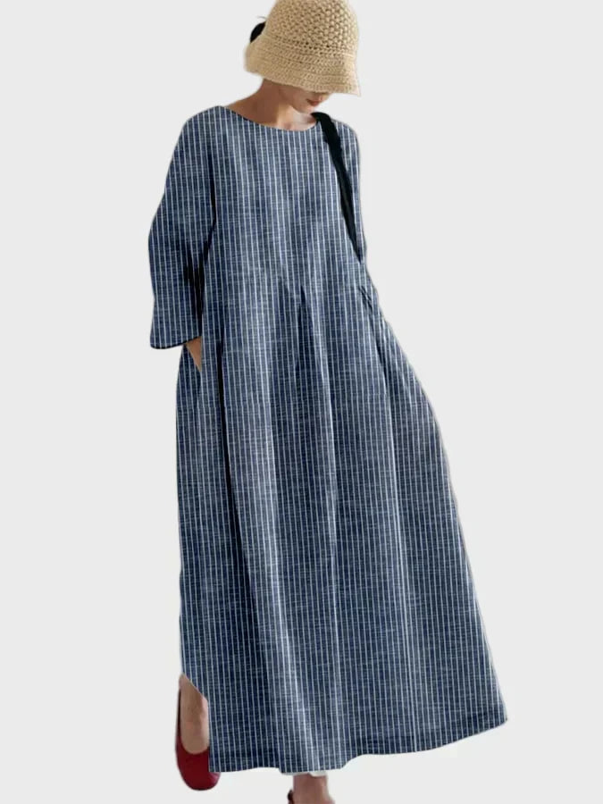 Robe en Lin Rouille Rayée