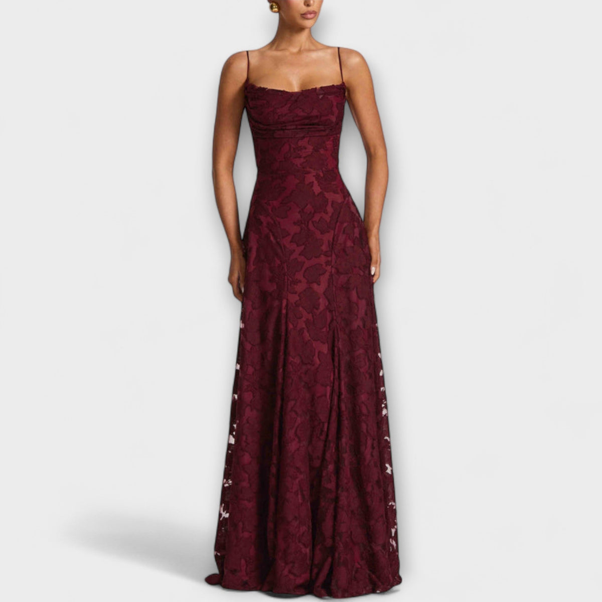Kairi - Robe Longue Blanche en Dentelle Fleurie