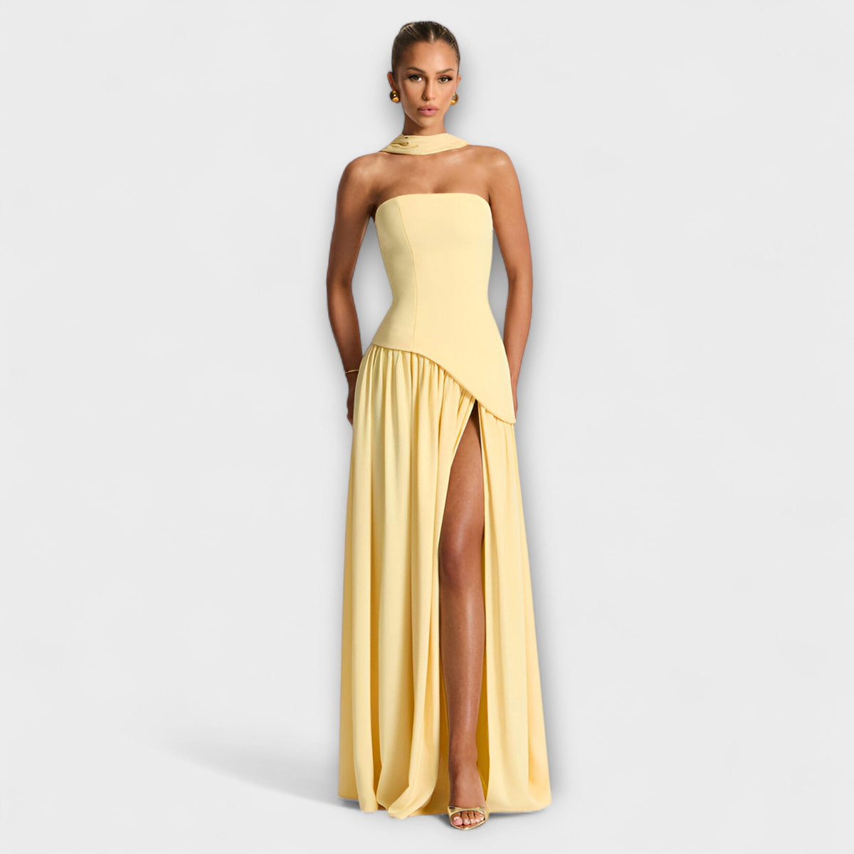 Tessa - Robe Longue Jaune à Fente