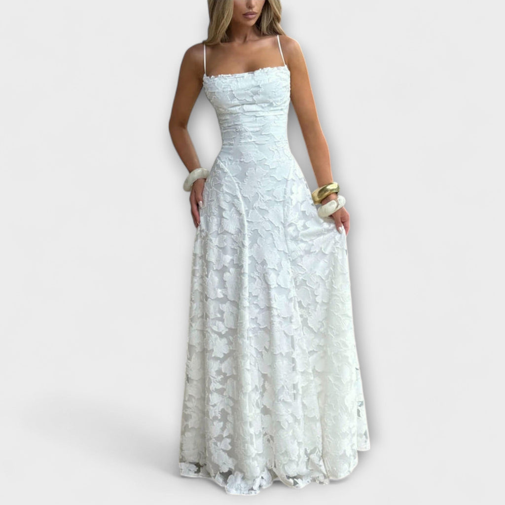 Emberly - Robe Longue Jacquard Blanche