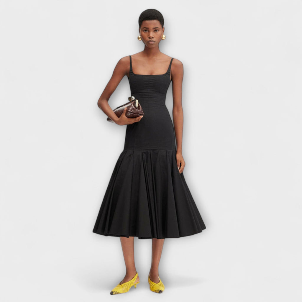Cassie - Robe Midi Noire Style Agave