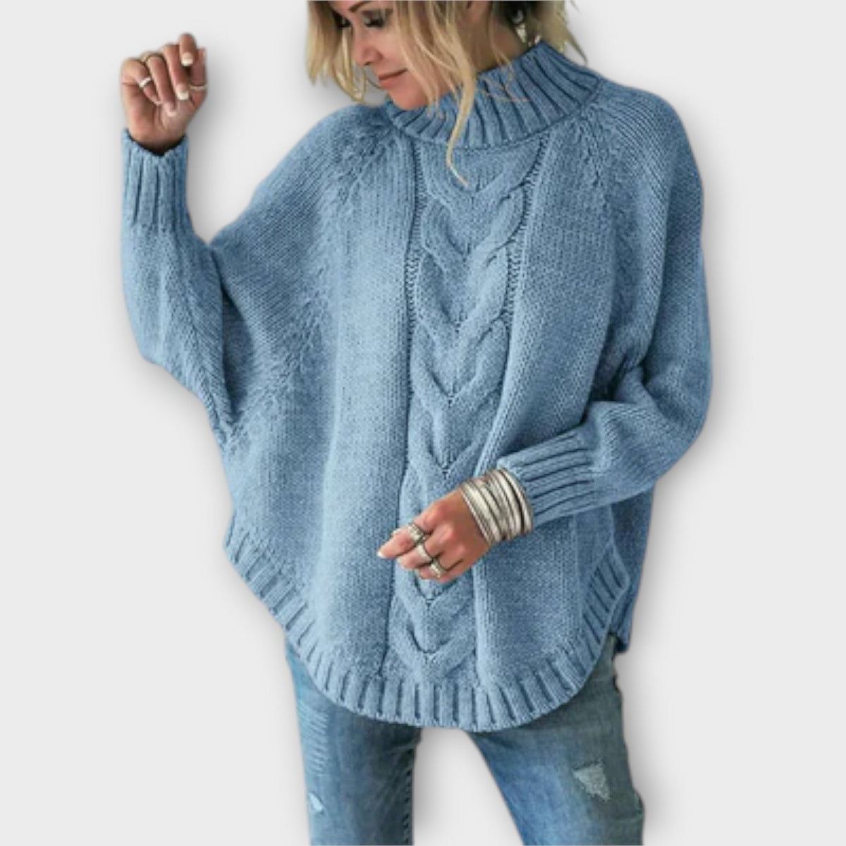 Elysian - Pull Bleu Clair à Torsades