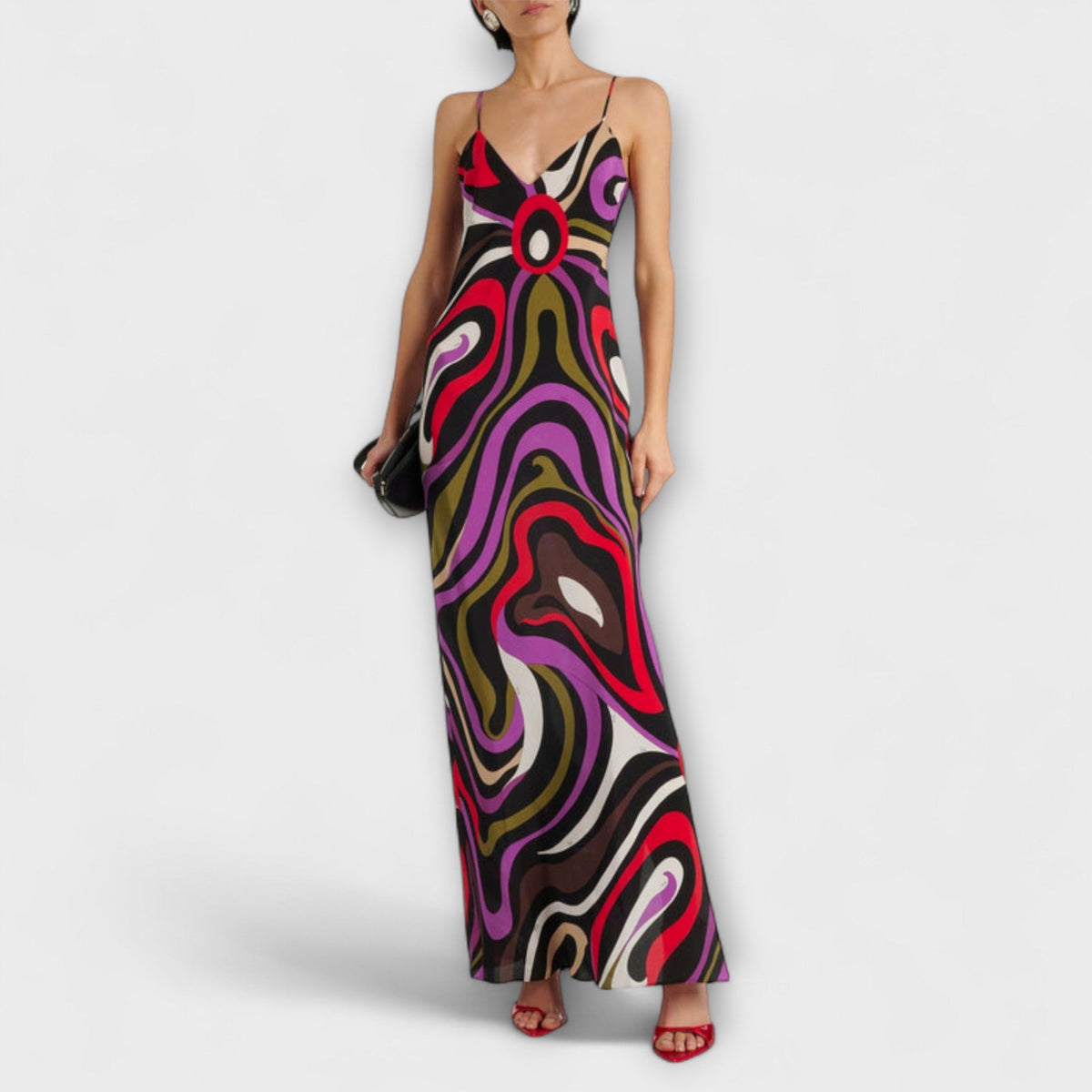 Daphne - Robe Longue Colorée Effet Marbré