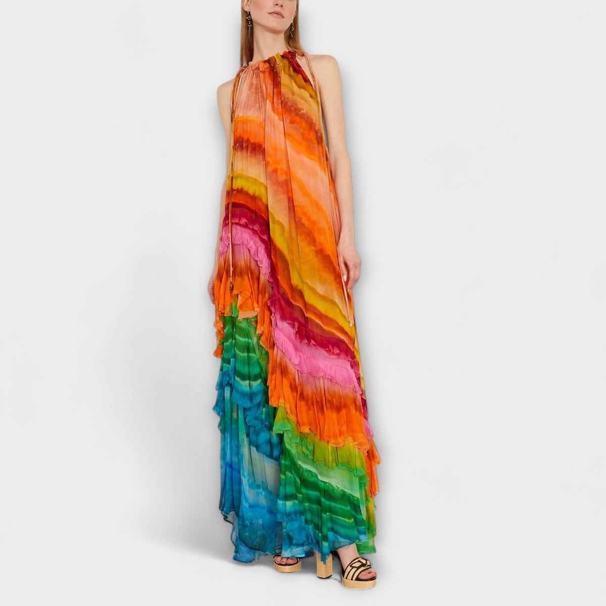 Iris - Robe Longue à Volants Multicolore