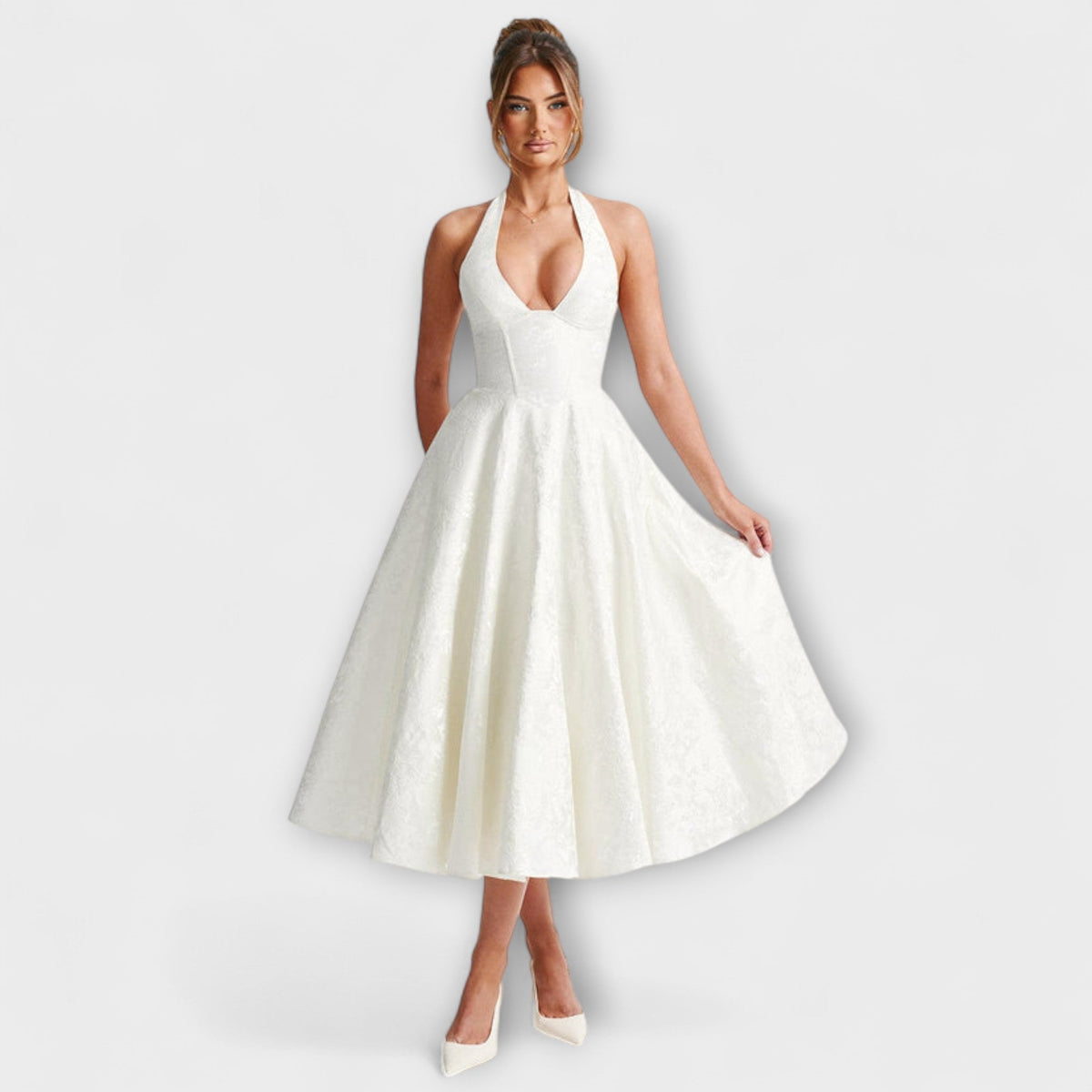 Catalina - Robe Midi Romantique Blanche