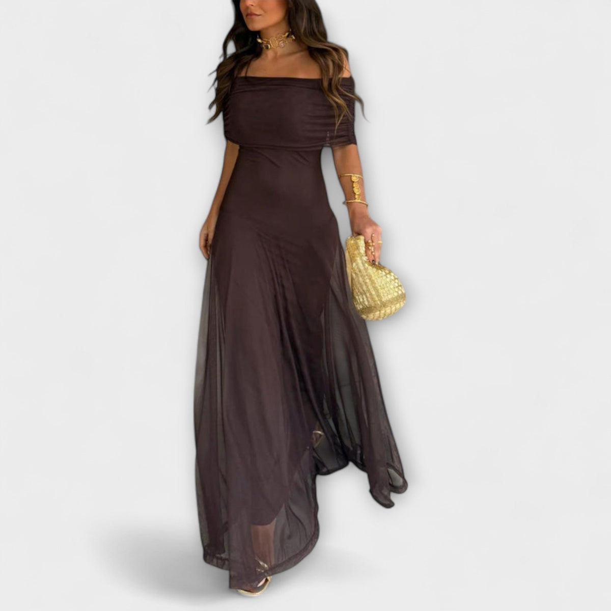 Meadow - Robe Longue en Résille Une Épaule