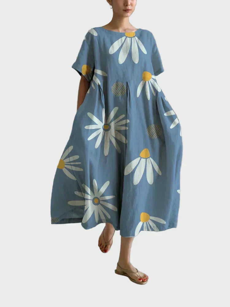 Robe Bleu Clair à Marguerites
