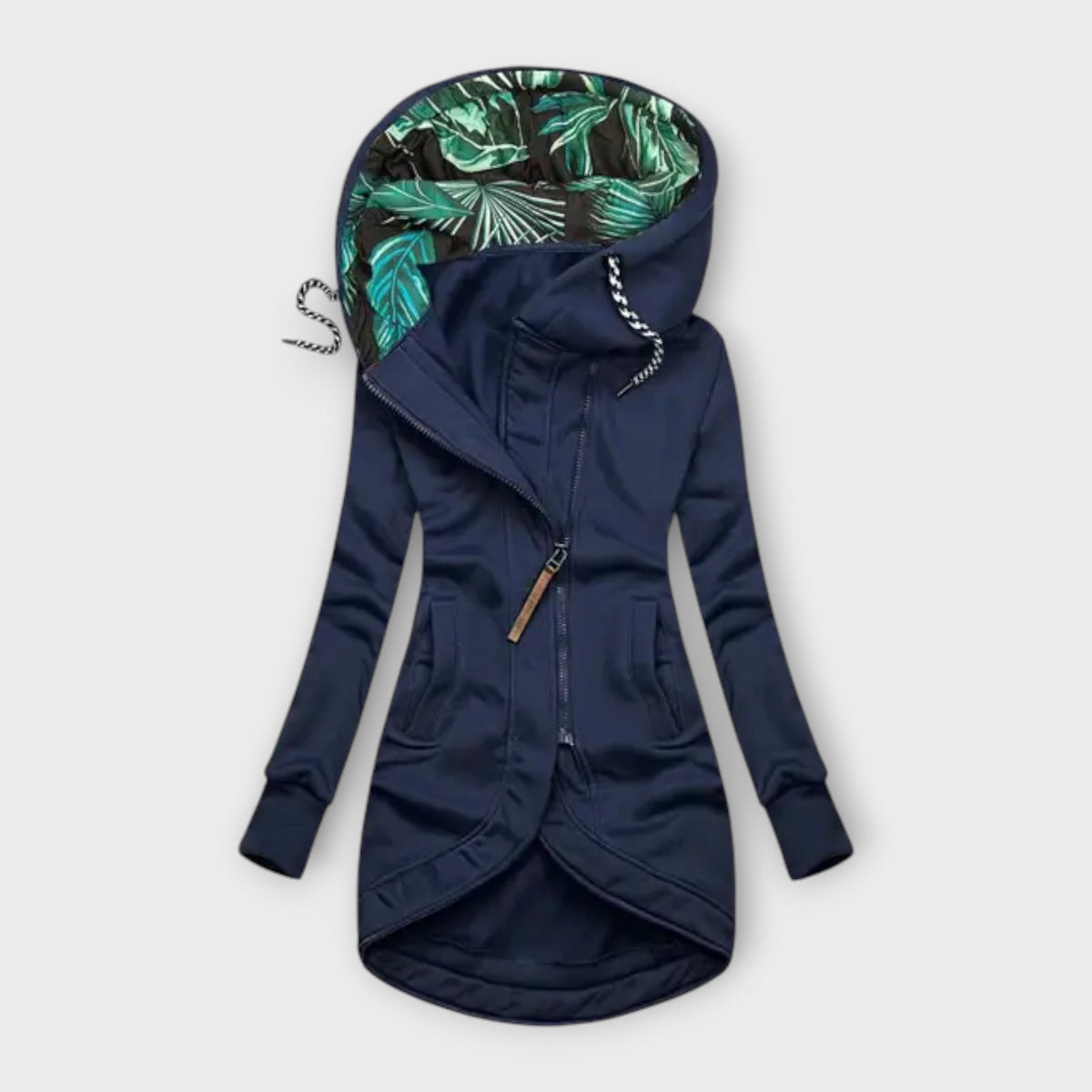 Nora - Veste Élégante Vert Olive à Imprimé