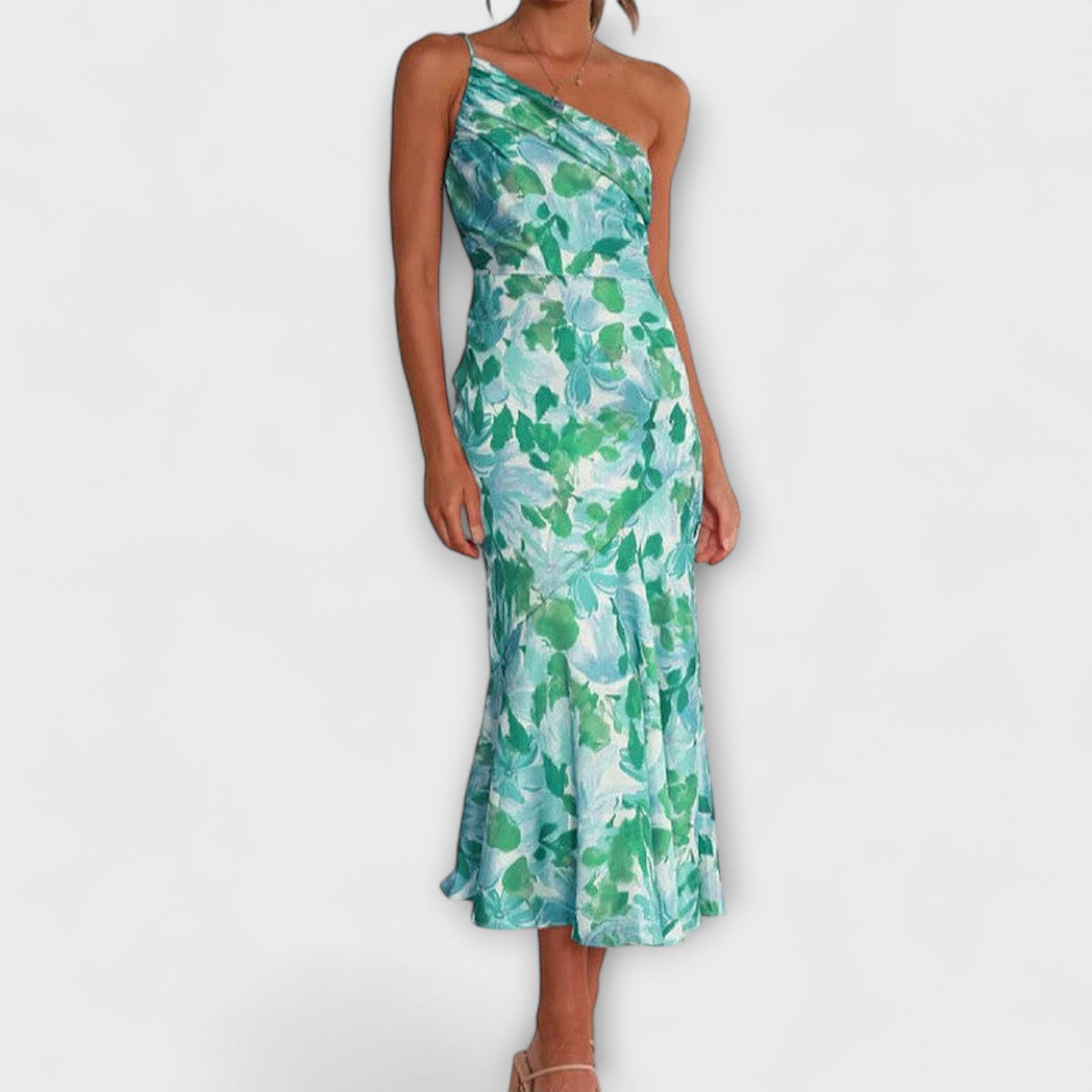 Tabea - Robe Asymétrique Rose à Imprimé Floral