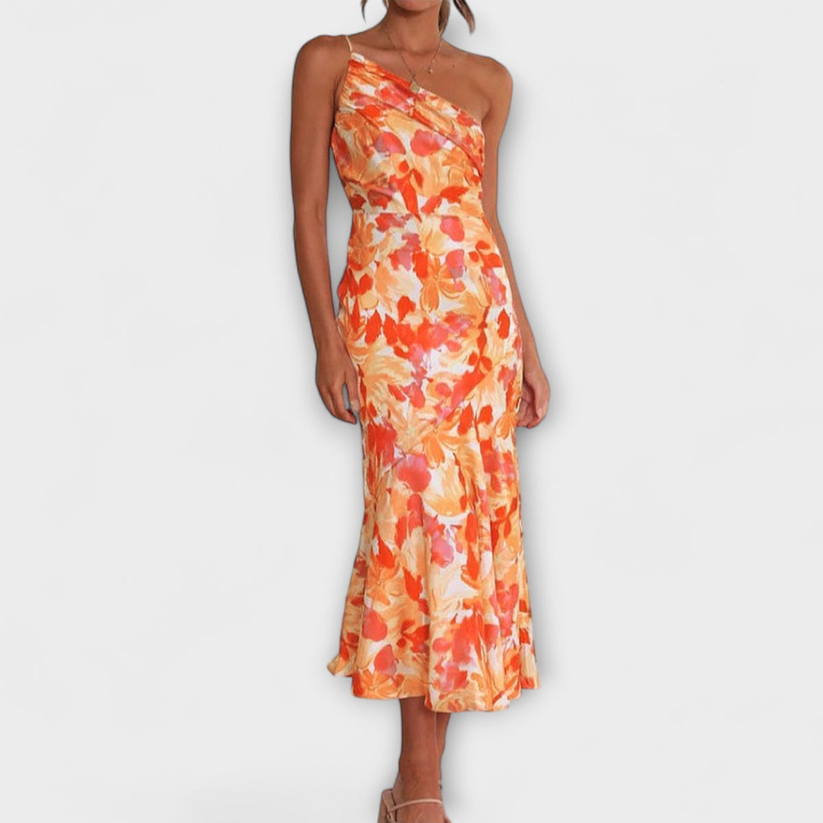 Tabea - Robe Asymétrique Rose à Imprimé Floral