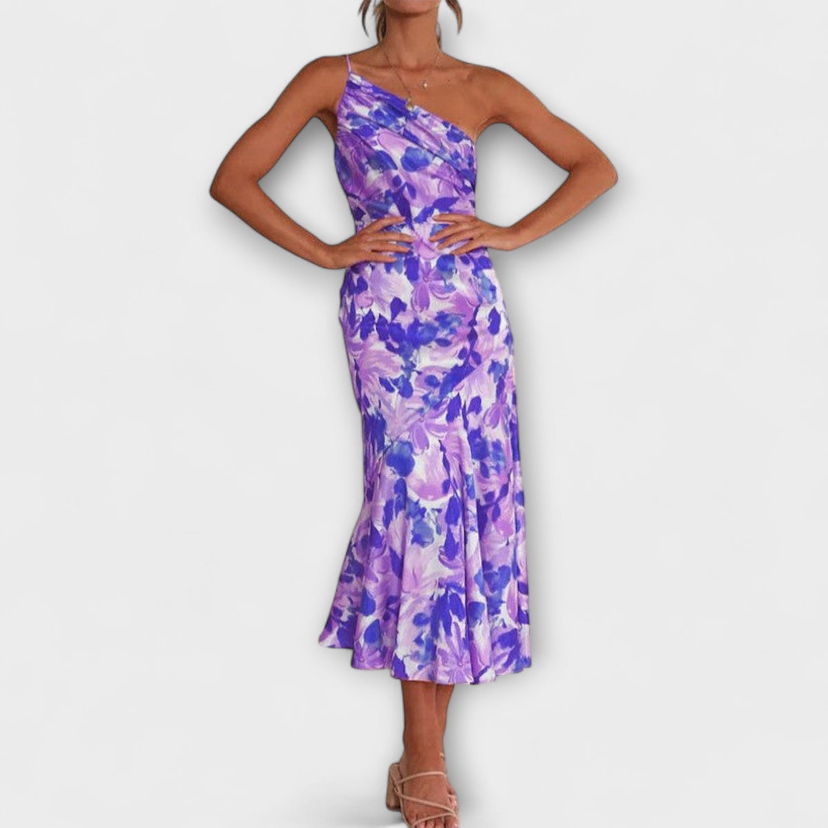 Tabea - Robe Asymétrique Rose à Imprimé Floral