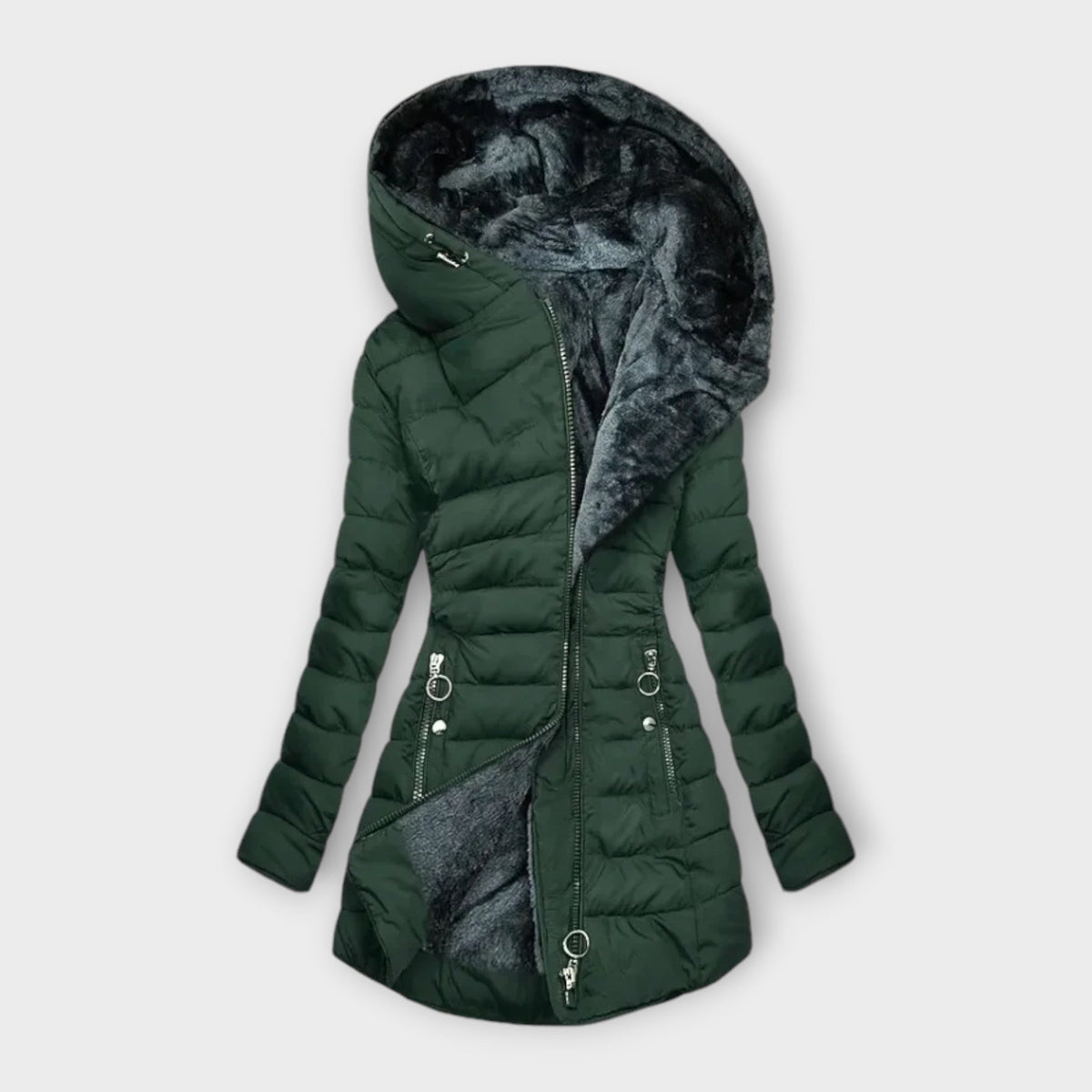Kori - Manteau Douillet Vert Menthe à Capuche