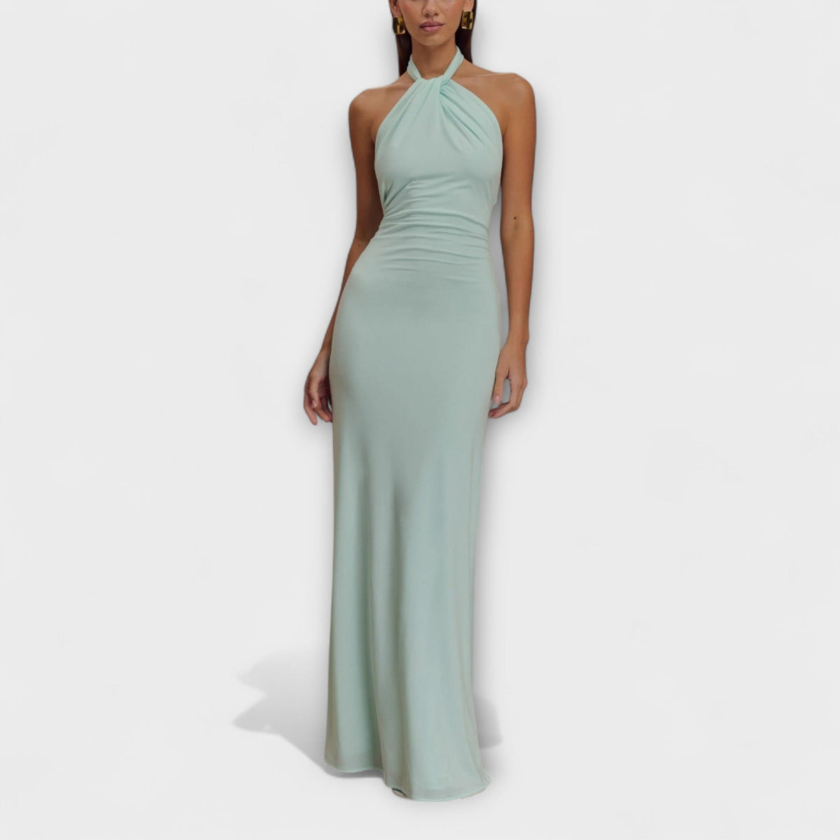 Lagune - Robe Longue Dos-Nu Vert Sauge
