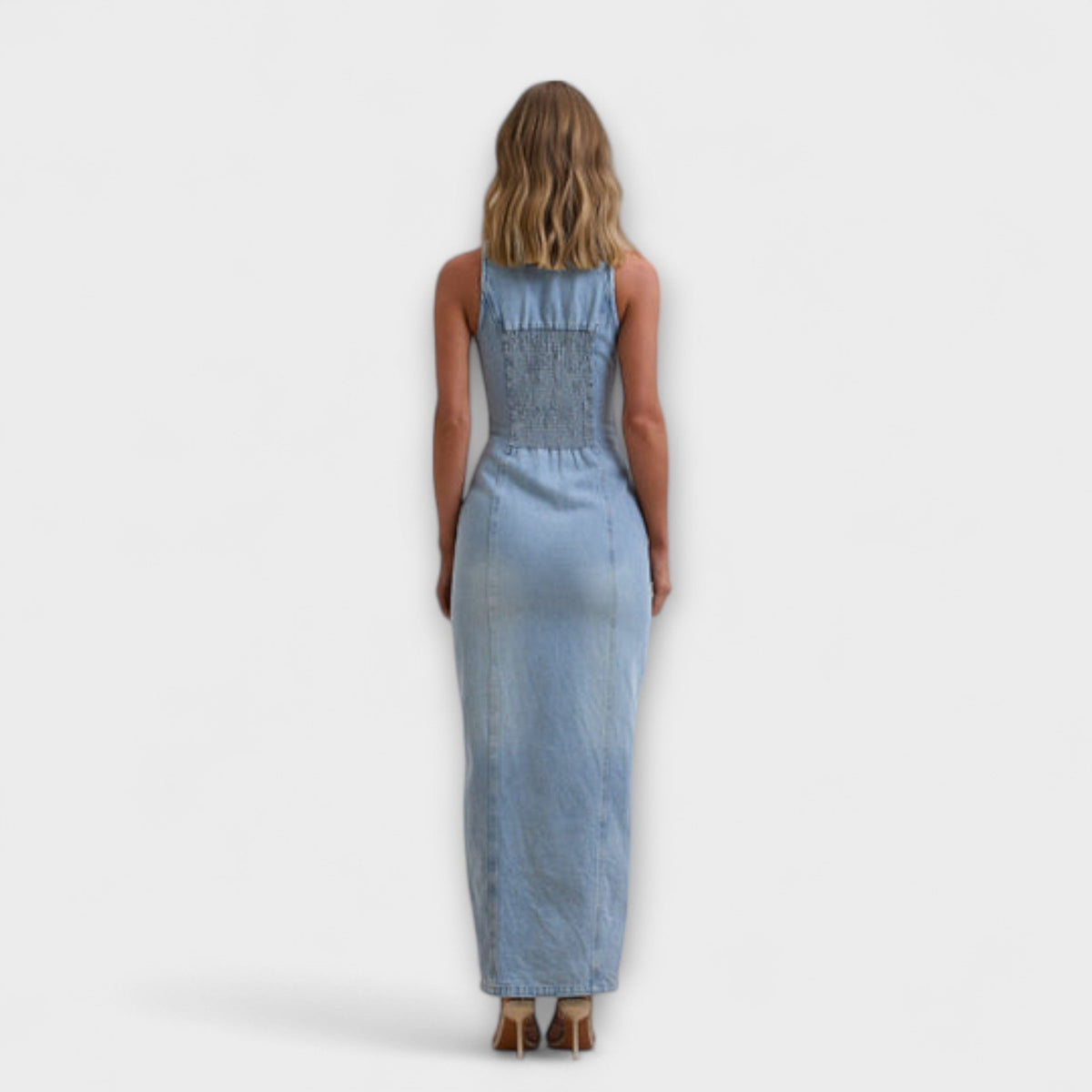 Lacey - Robe Longue en Denim Bleu
