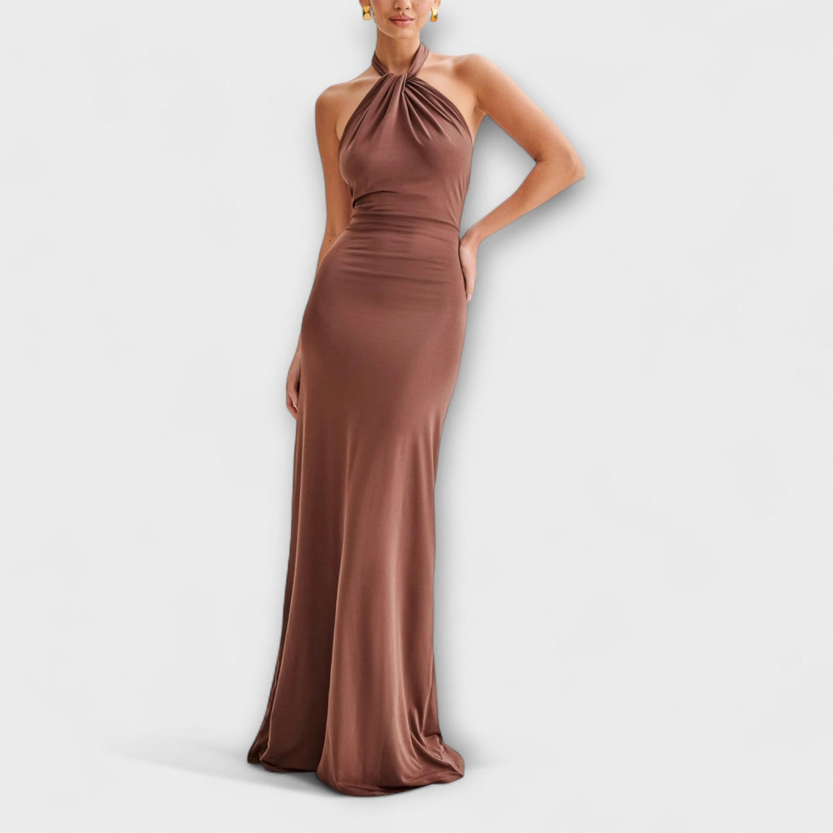 Lagune - Robe Longue Dos-Nu Vert Sauge