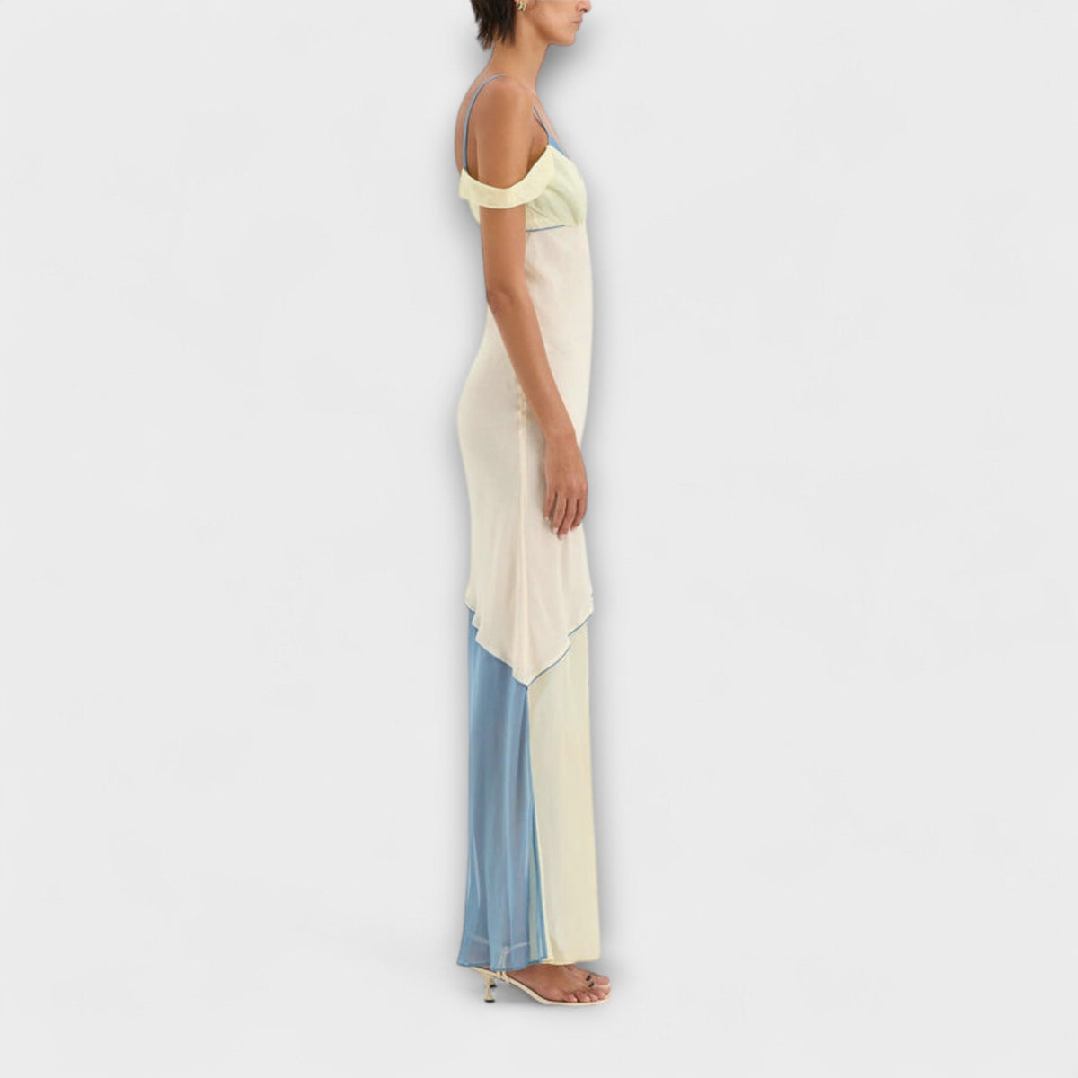 Alora - Robe Midi Crème à Détail Bicolore