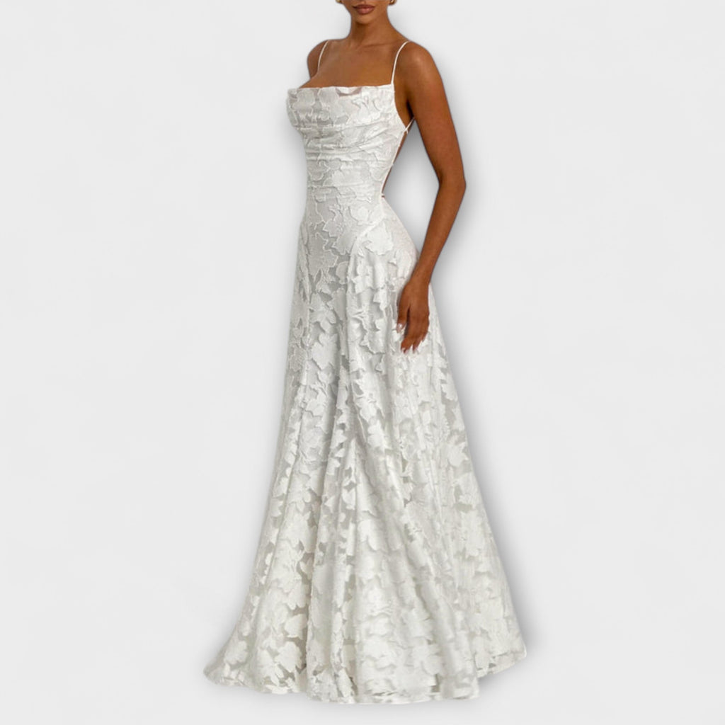 Emberly - Robe Longue Jacquard Blanche