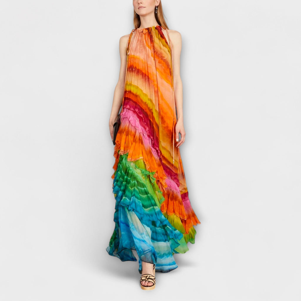 Iris - Robe Longue à Volants Multicolore