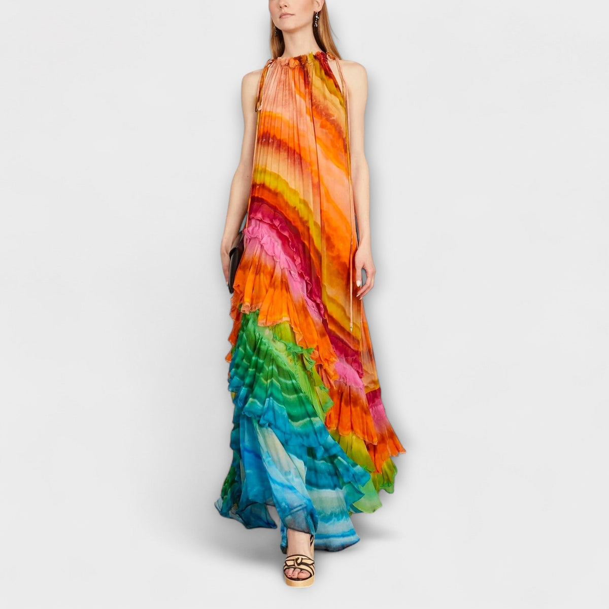 Iris - Robe Longue à Volants Multicolore