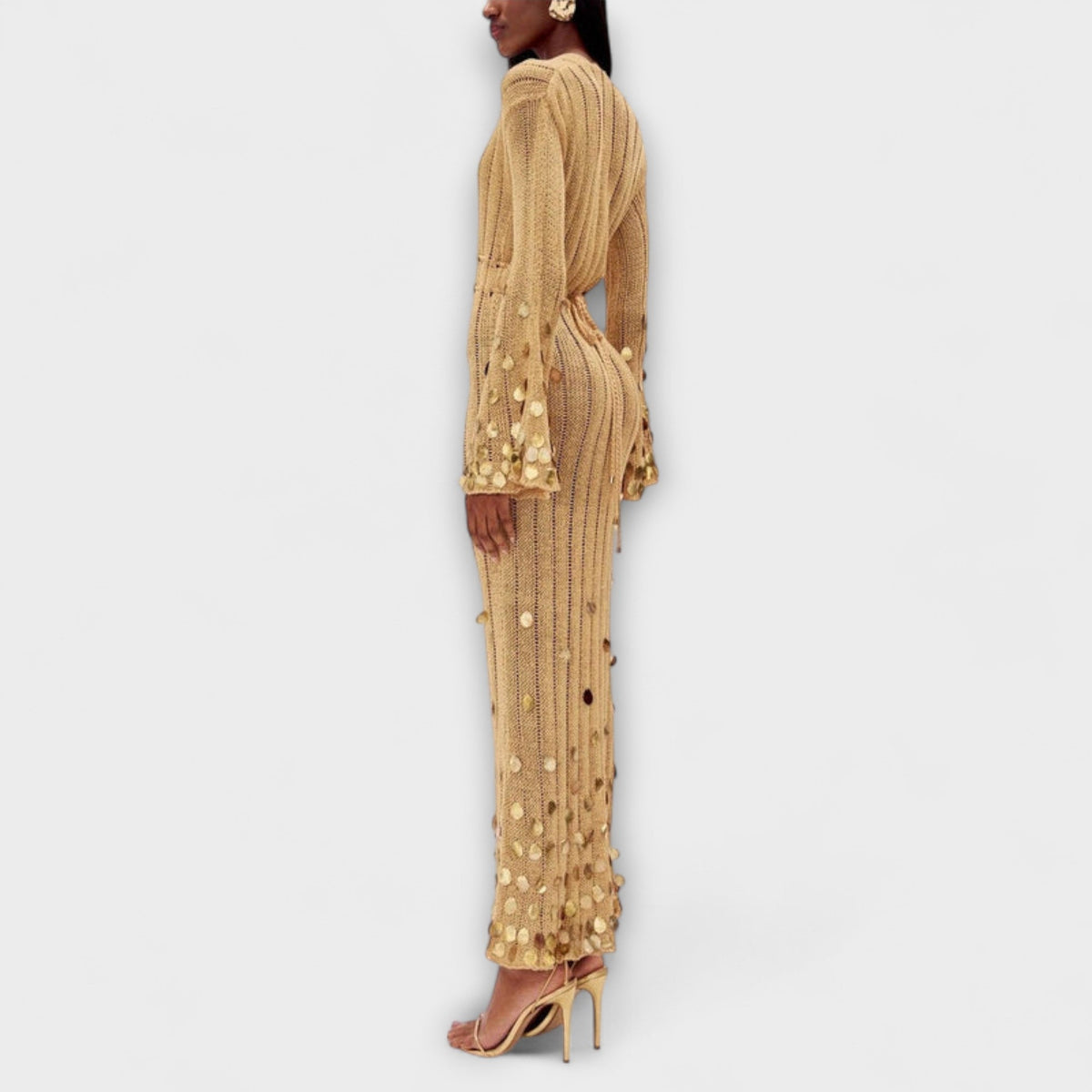 Kathleen - Robe Longue Tricotée Dorée