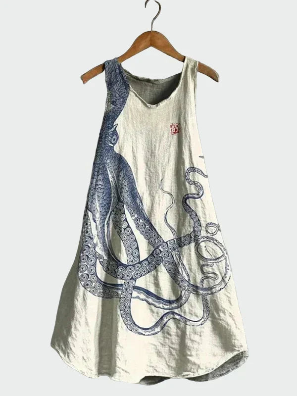 Robe Crème à Motif Pieuvre
