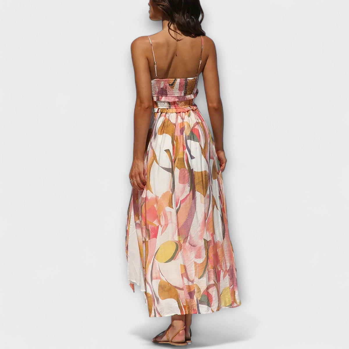 Annalise - Robe Longue Colorée Imprimée à Fente
