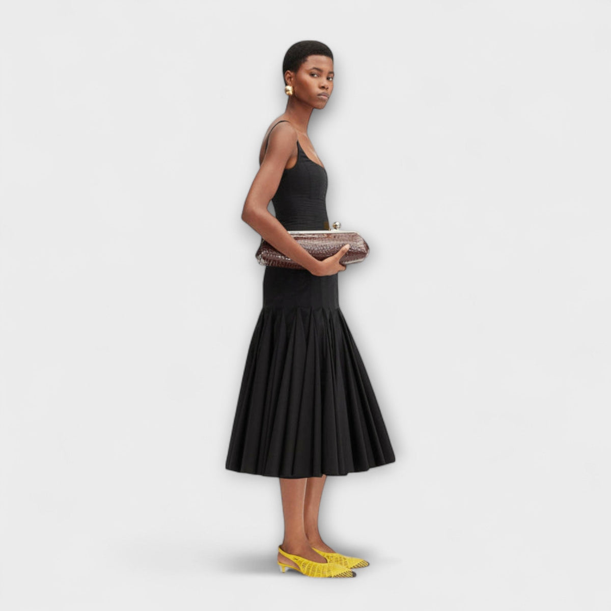 Cassie - Robe Midi Noire Style Agave