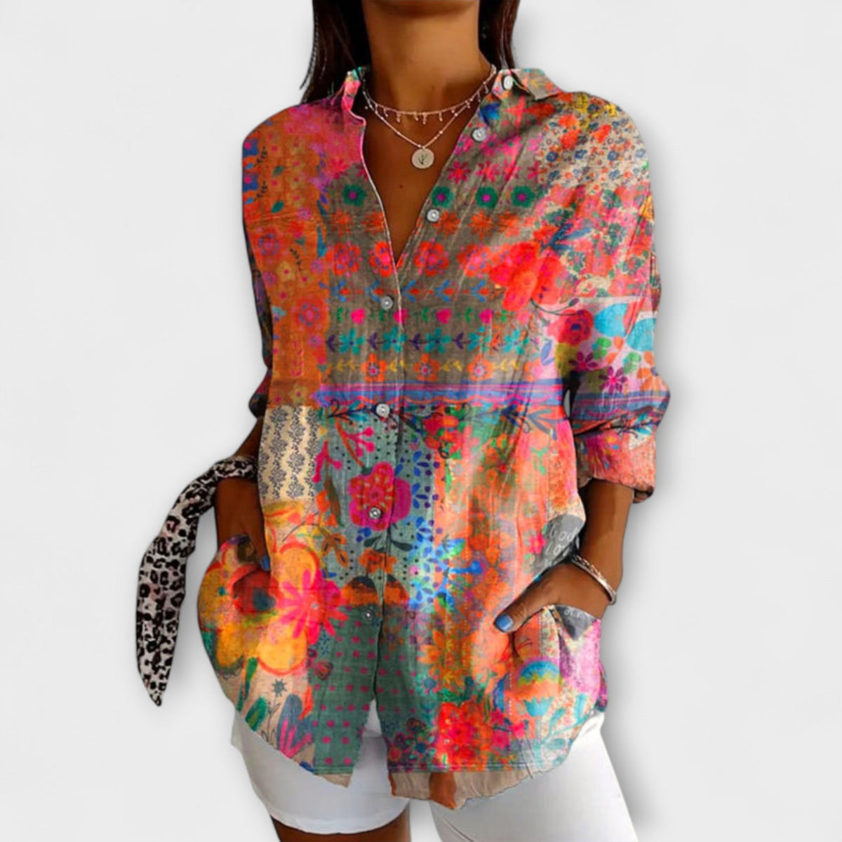 Anna - Chemise Colorée à Motif Floral et Manches Longues