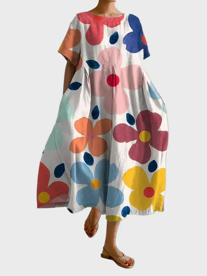 Robe Vert Citron à Motif Floral
