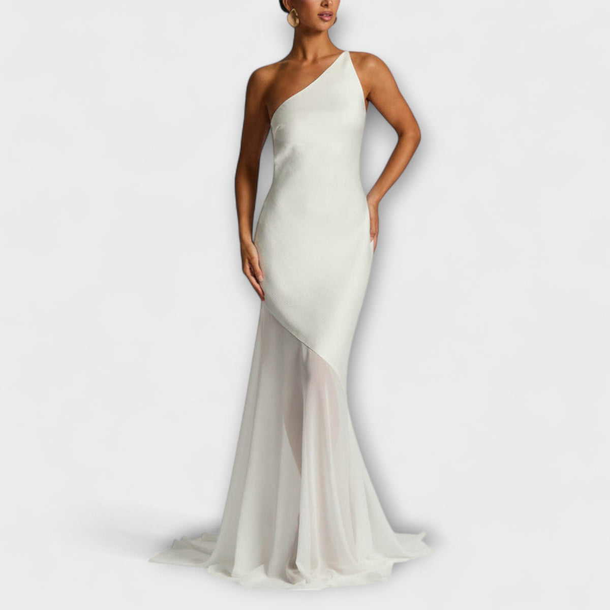 Avalon - Robe Longue Crème Une Épaule