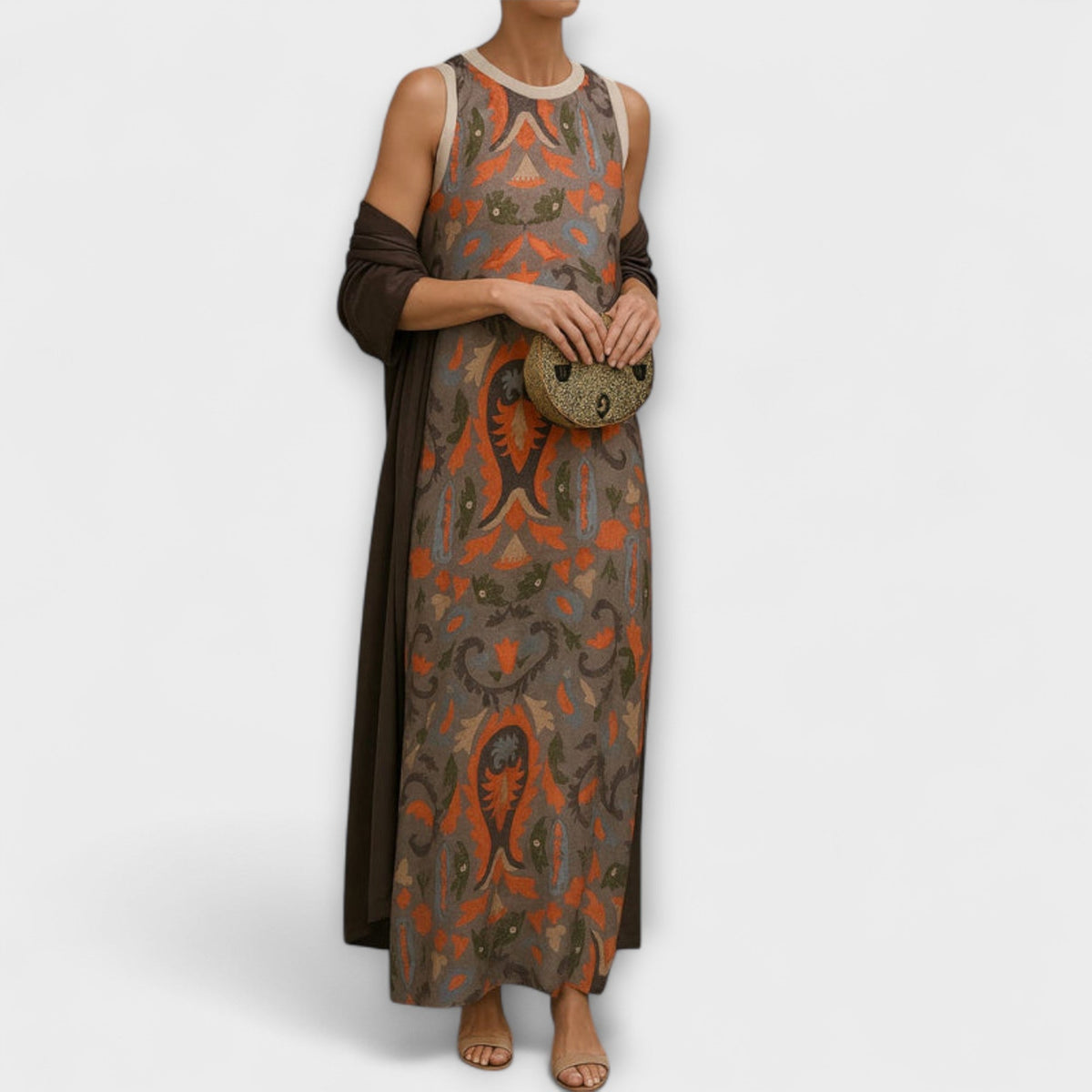 Raffaella - Robe Longue Colorée avec Étole Assortie
