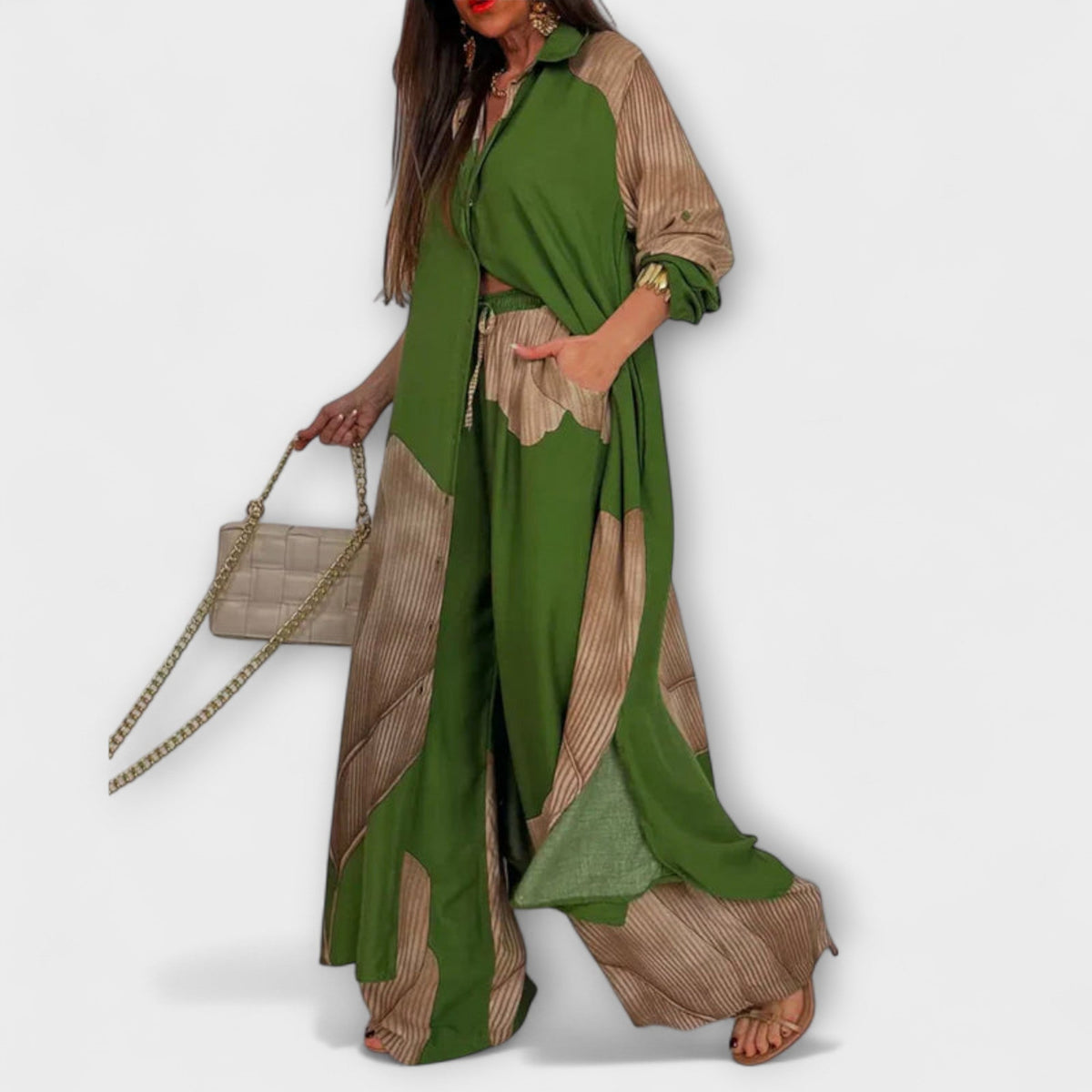 Moriel - Ensemble Crème avec Long Cardigan
