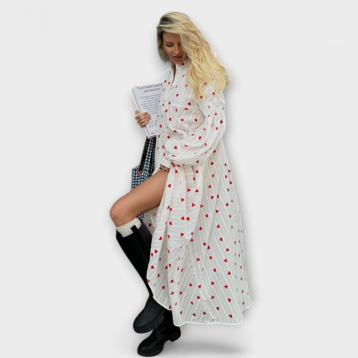 Ella - Robe Blanche à Pois Rouges