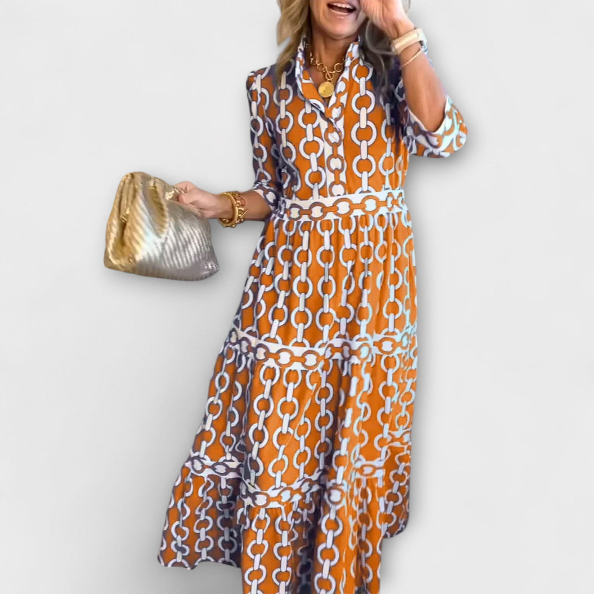 Juliette - Robe Midi à Motif Chaînes
